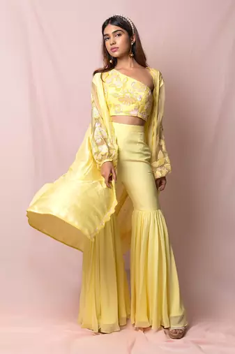 Ambrosia Pale Yellow Sharara Set