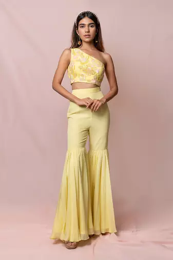 Ambrosia Pale Yellow Sharara Set