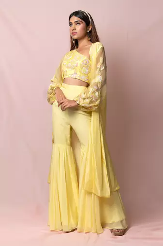 Ambrosia Pale Yellow Sharara Set