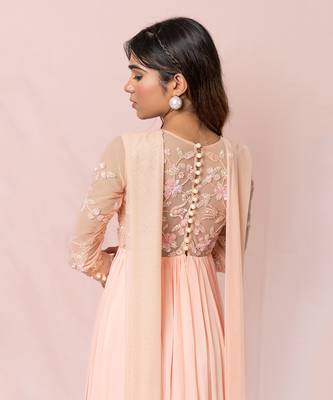 Nicolette Pink Full Sleeves Gown 2