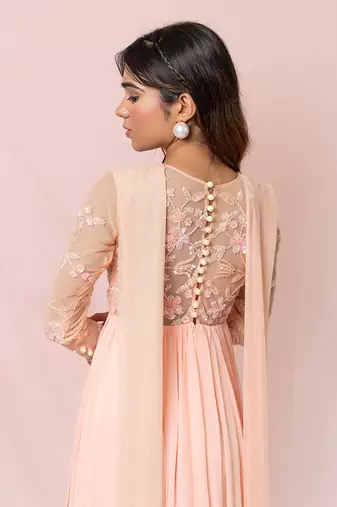 Nicolette Pink Full Sleeves Gown