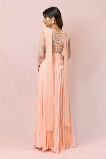 Nicolette Pink Full Sleeves Gown