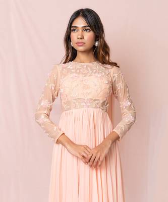 Nicolette Pink Full Sleeves Gown 4
