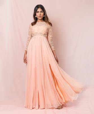 Nicolette Pink Full Sleeves Gown 5