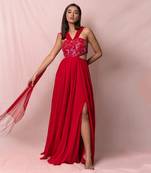 Ariana Red Georgette Gown