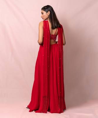 Ariana Red Georgette Gown 2