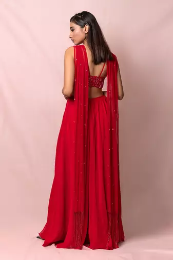 Ariana Red Georgette Gown