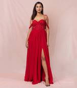 Alaia Red Hand Embroidered Gown