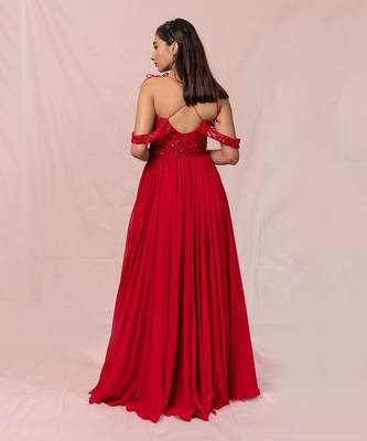 Alaia Red Hand Embroidered Gown 6