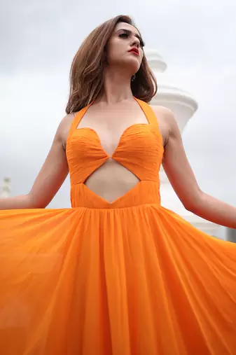 Hilda Tangerine  Gown