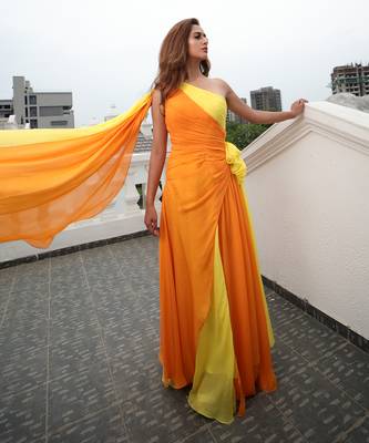 Loretta Tangerine And Yellow  Gown 1