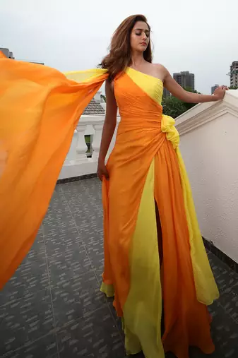 Loretta Tangerine And Yellow  Gown
