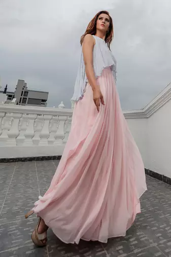 Nora Powder Pink And Powder Blue  Gown