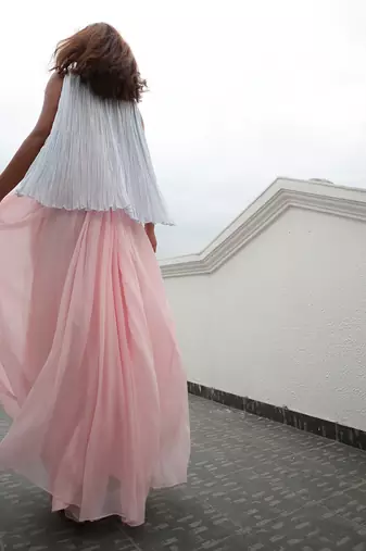 Nora Powder Pink And Powder Blue  Gown