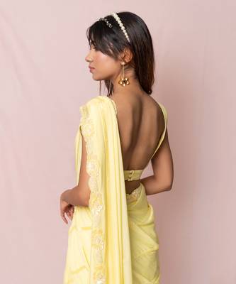Helene Yellow Flat Chiffon Saree Set 3