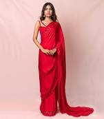 Cherie Red Satin Georgette Red Saree