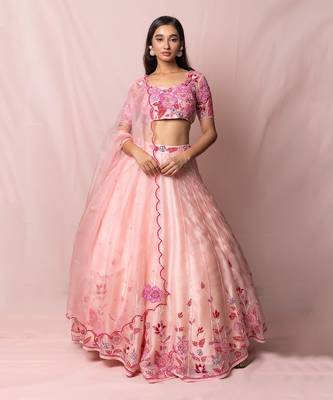 Delphine Soft Pink Satin Organza Set 1