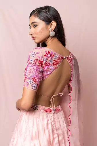 Delphine Soft Pink Satin Organza Set