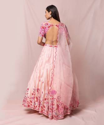 Delphine Soft Pink Satin Organza Set 3