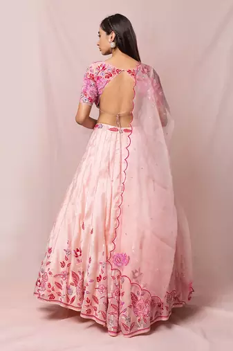 Delphine Soft Pink Satin Organza Set