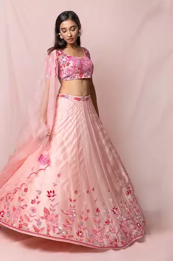 Delphine Soft Pink Satin Organza Set