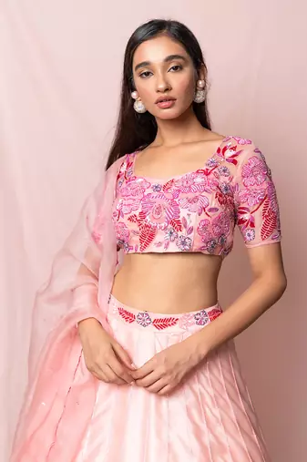 Delphine Soft Pink Satin Organza Set