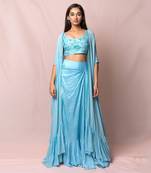 Leia Sky Blue Draped Skirt Set