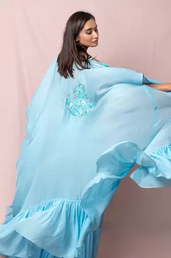 Leia Sky Blue Draped Skirt Set