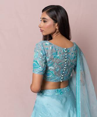 Blue Amelia Satin Organza Skirt Set 2