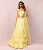 Madeline Yellow Flat Chiffon Lehenga Set