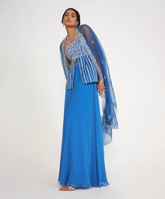 Grace Blue Sharara Set With Embroidered 4