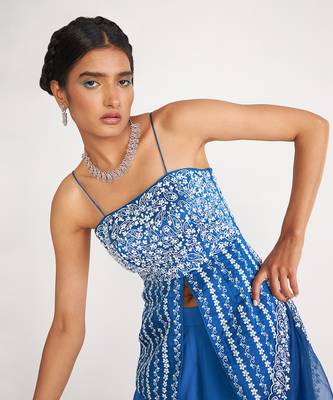 Grace Blue Sharara Set With Embroidered 6