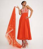 Vida Orange Anarkali Set