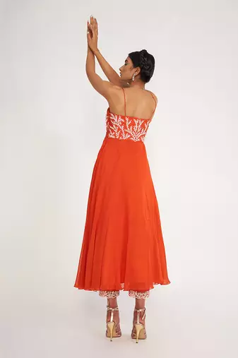 Vida Orange Anarkali Set
