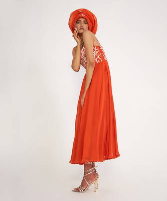 Vida Orange Anarkali Set 3