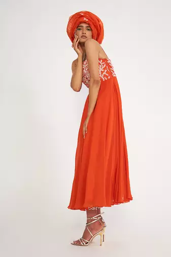 Vida Orange Anarkali Set