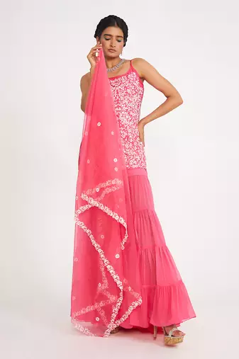 Clover Candy Pink Sharara Set