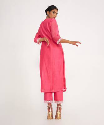 Nova Candy Pink Kurta Set With Emroidered 3