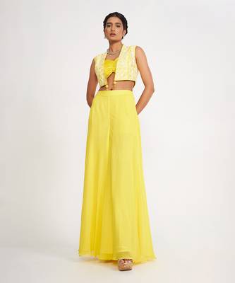 Clara Lemon Sharara Set With Embroidered 1