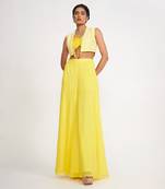 Clara Lemon Sharara Set With Embroidered