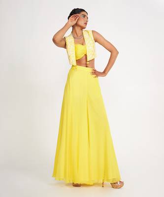 Clara Lemon Sharara Set With Embroidered 2