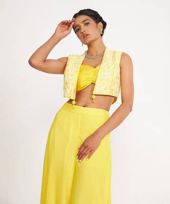 Clara Lemon Sharara Set With Embroidered 5