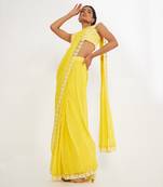 Olivia Lemon Pre Drape Saree With Embroidered