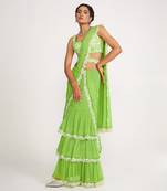 Lucy Parrot Green Tiered Saree