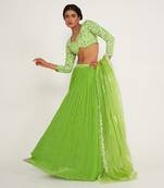 Daisy Parrot Green Lehenga Set With Embroidered
