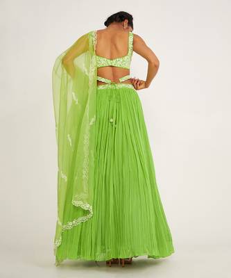 Rylee Parrot Green Lehenga Set With Embroidered 2