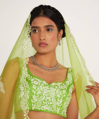 Rylee Parrot Green Lehenga Set With Embroidered 3