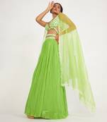 Cora Parrot Green Lehenga Set With Embroidered