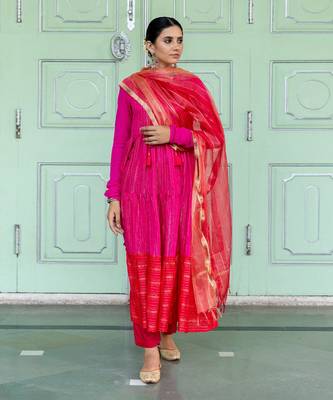 Bougainvillea Pink Anarkali Set 1