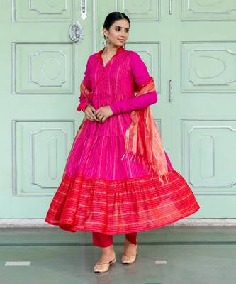 Bougainvillea Pink Anarkali Set 2